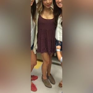 Brandy Melville Burgundy Polka Dot Dress ( one size)